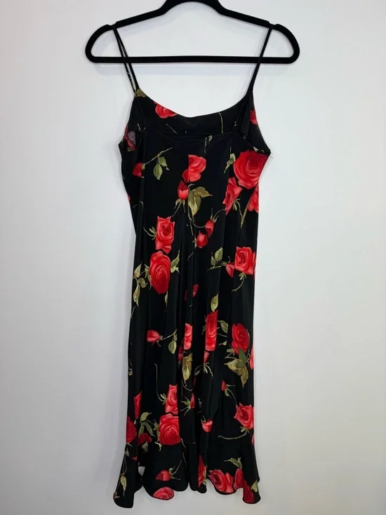 Jessica Black Slip Midi Dress with Red Rose Print chic romantic style 90's 12 - Picture 6 of 6